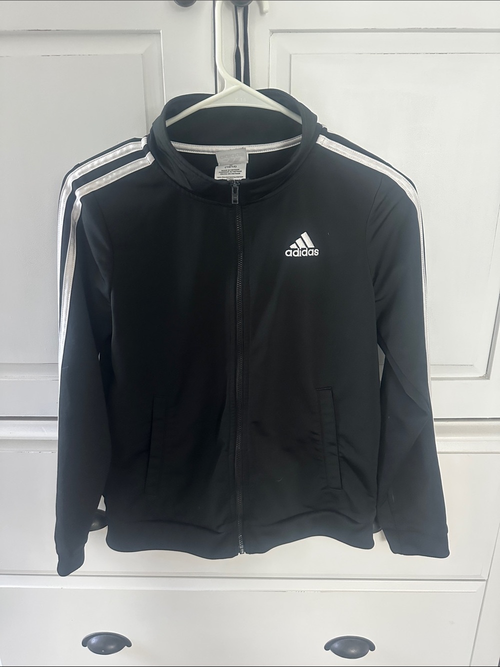 adidas Black Track Jacket with White Stripes and Logo